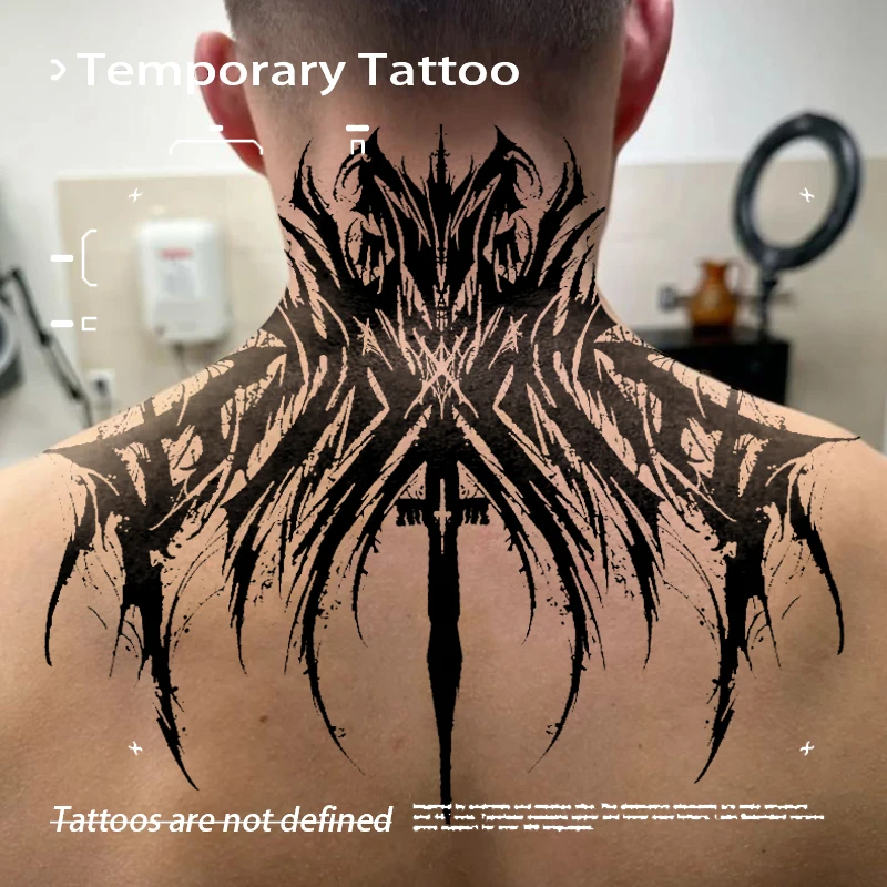 Symmetrical Tribal Gothic Cross Sword  Herbal Juice Tattoo Sticker Temporary Tattoos Fake Tatoo Hotwife Cheap Goods New Toys Art