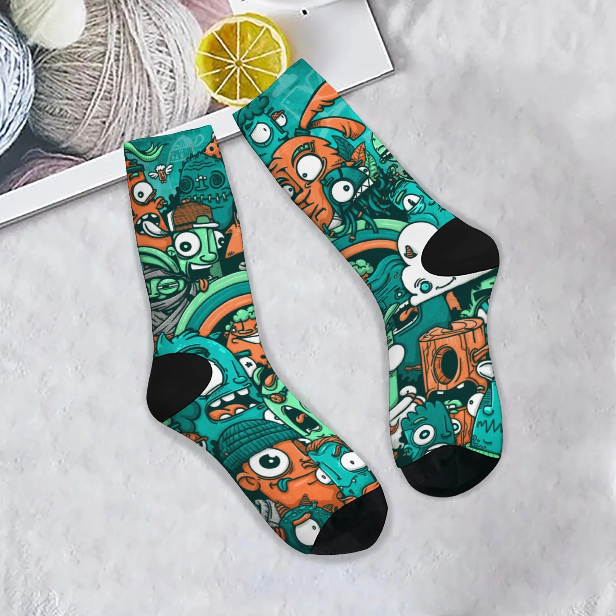 

Harajuku retro American retro cartoon style casual socks novel street trend men's socks comfortable breathable non-slip socks