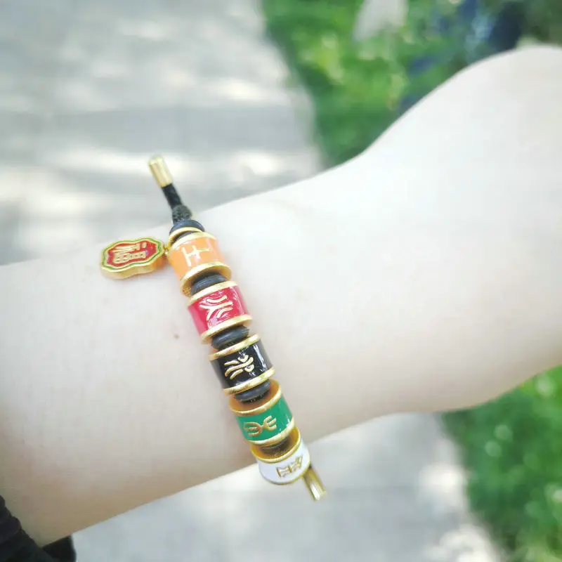 

Традиционный браслет «Пять элементов» с дизайном Фу Пай, черный кожаный браслет, аксессуар для привлечения удачи.