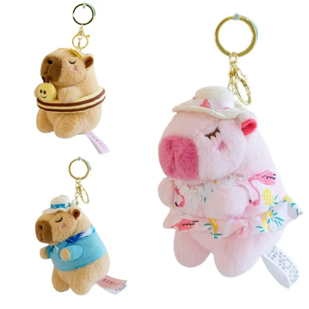 Capivara Plush Keychain, Pingente bonito dos desenhos animados, Brinquedos Recheados Criativos Engraçados, Boneca Chaveiro