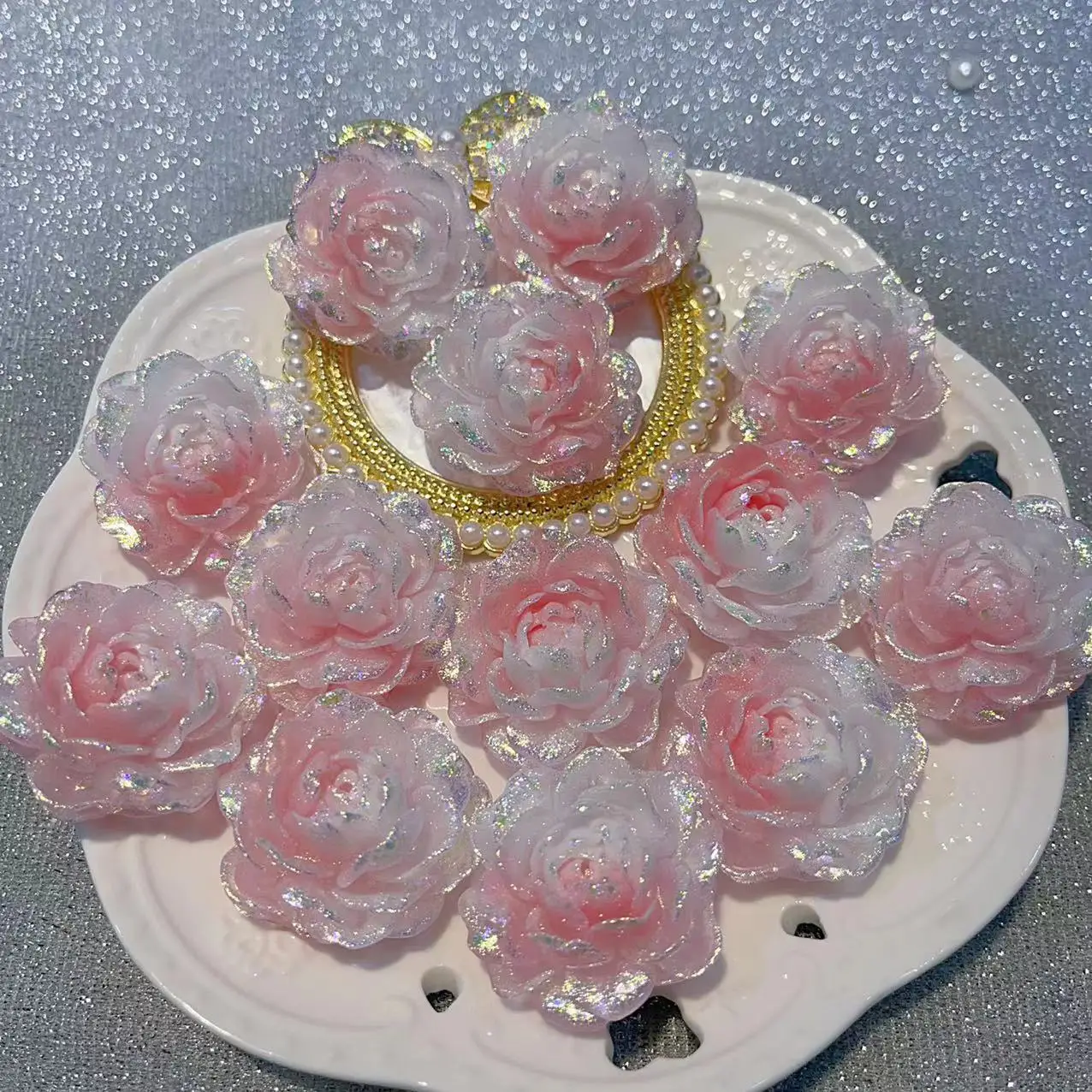 36mm firefly luminoso grande jasmim acessórios feitos à mão diy escudo do telefone móvel grampos de cabelo moldura da foto ornamentos flores decoração