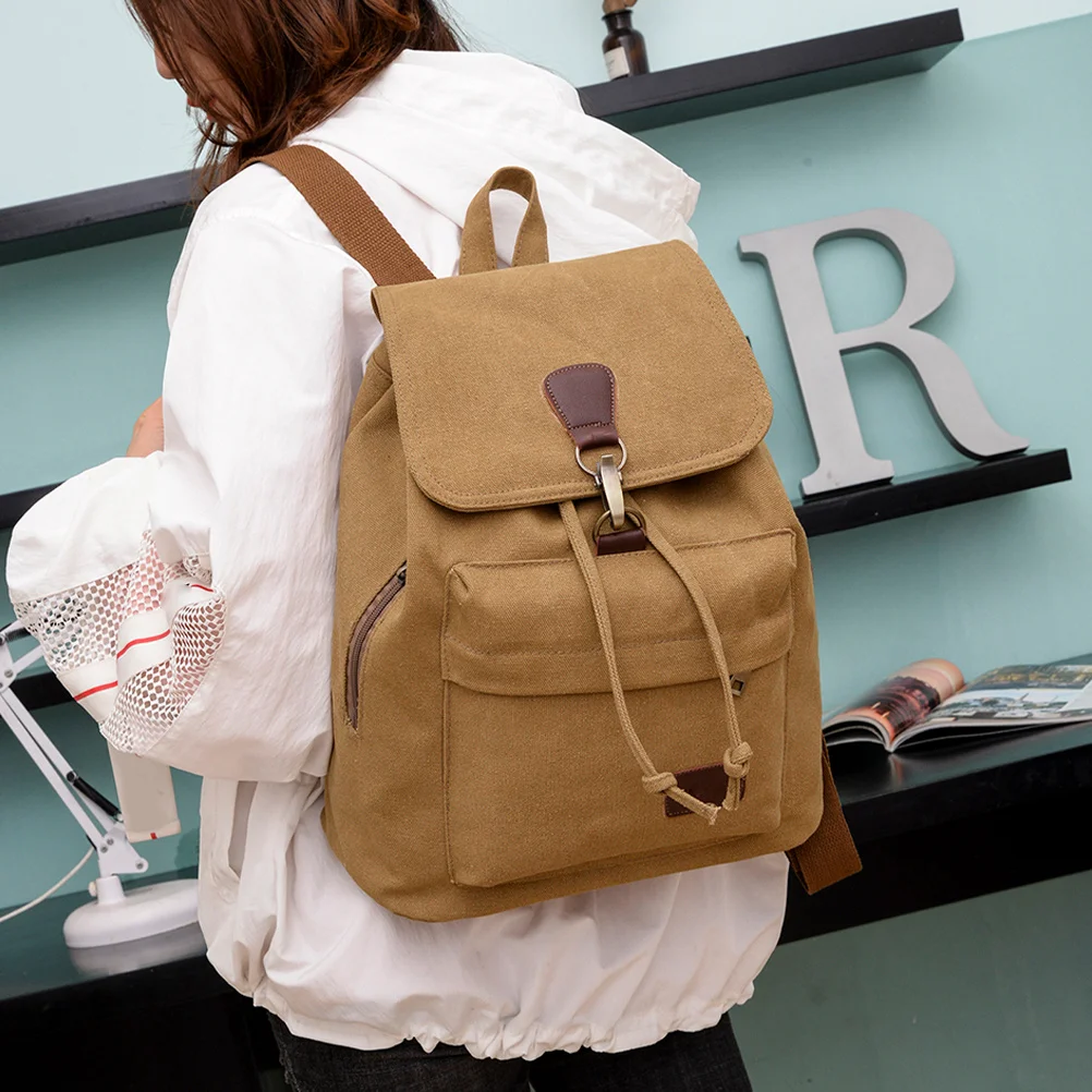 Lightweight Canvas Backpack Large Capacity Travel Shoulder Bag for Men Women Durable Portable Hiking Fitness Office Daily Use