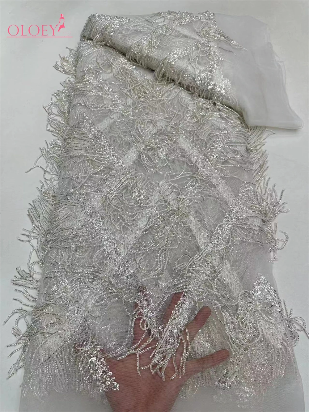 Tela de encaje de novio pesado con bordado francés de lujo de alta gama, tela africana nigeriana con lentejuelas para vestido de novia y fiesta