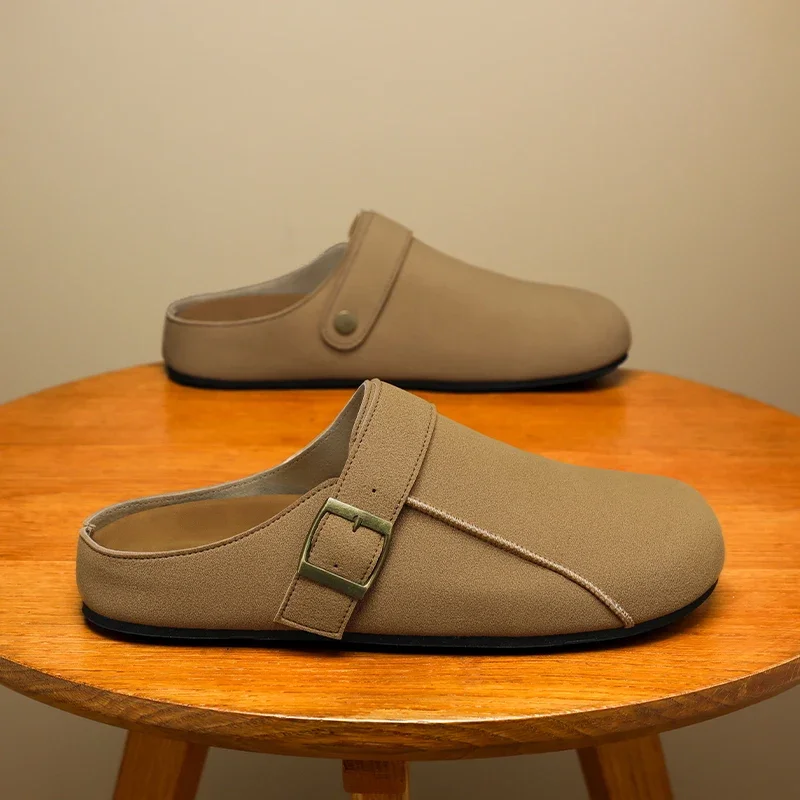 

HKDQ Мужские полуботинки, летние сандалии, нескользящая повседневная обувь на мягкой подошве, новинка 2025 года, дышащие тапочки на плоской подошве, нескользящие сабо для мужчин