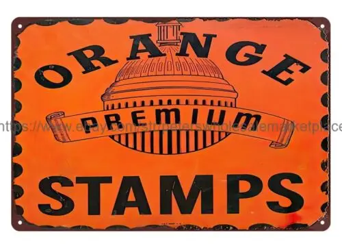 Orange Stamp metal tin sign garden outdoor living room wall art