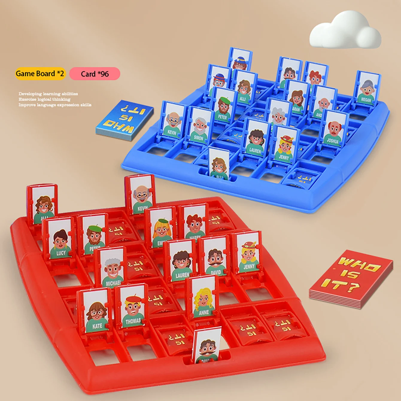 Gioco da tavolo per indovinare la famiglia Who Am I Giocattoli classici Allenamento della memoria Genitore Bambino Tempo libero Giochi puzzle per feste per bambini