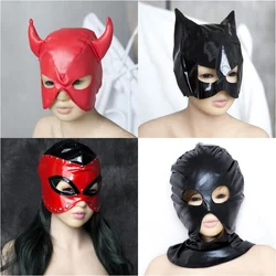 Exotic Sexy Accessories of Leather Fetish Eye Mask Hood for Women Cosplay Flirting Costumes Party Hat Tactical Face Mask Games