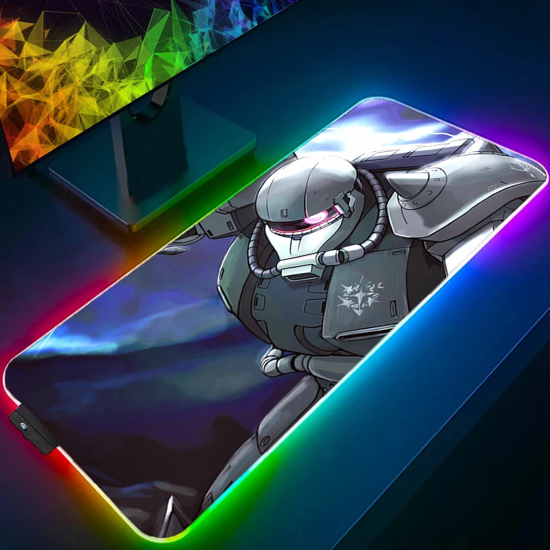 

Natural Rubber RGB Mouse Pad 90x40cm Mechanical Warrior G-gundam Z-zaku II Backlight Gaming Keyboard LED Mouse Mat Desk Mousepad