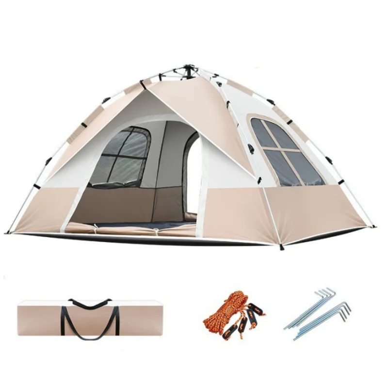 3-4 Person Camping Tent One-touch Full Automatic Tent Waterproof  Sun-proof 2 Doors 2 Windows Big Space Family Travel Tent