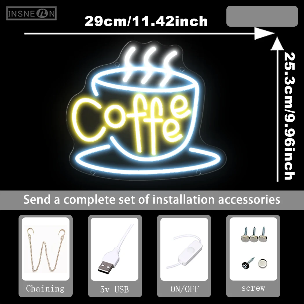 Coffee Neon Led Sign Restaurant Cafe Neon lights USB Coffee Shop Tea Room Decor For Pantry Coffee Cafe  Decoration Neon Lamp ﻿