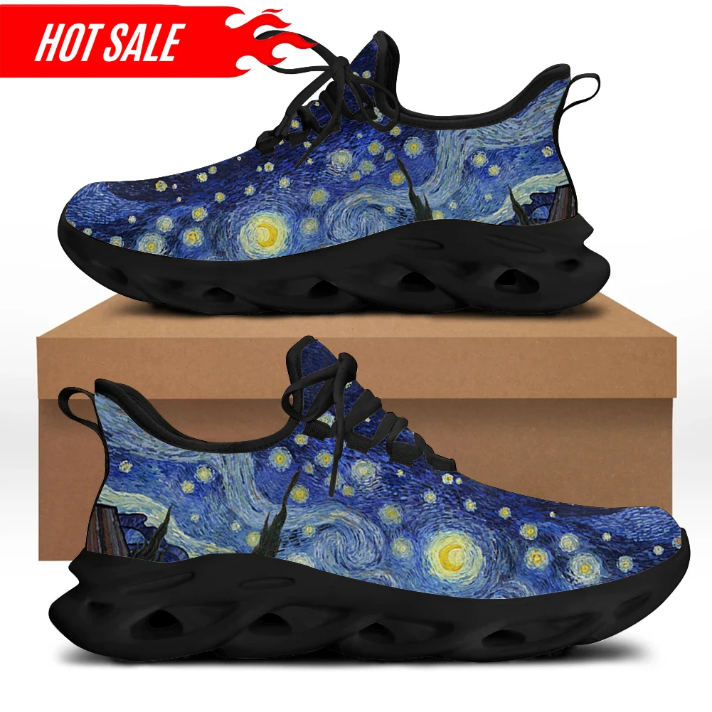 Fashion Wave Painting Women Flats Shoes Mesh Lace Up Comfortable Walk Sneaker Female Footwear Platform Shoes Zapatos