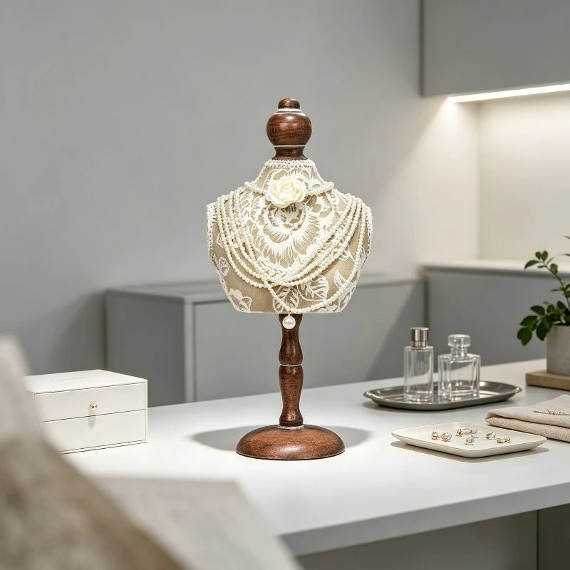 Mannequin Necklace Display Stand, Jewelry Bust Holder Organizer Rack for Store, Creative Showcase Prop for Shop Window Decor.