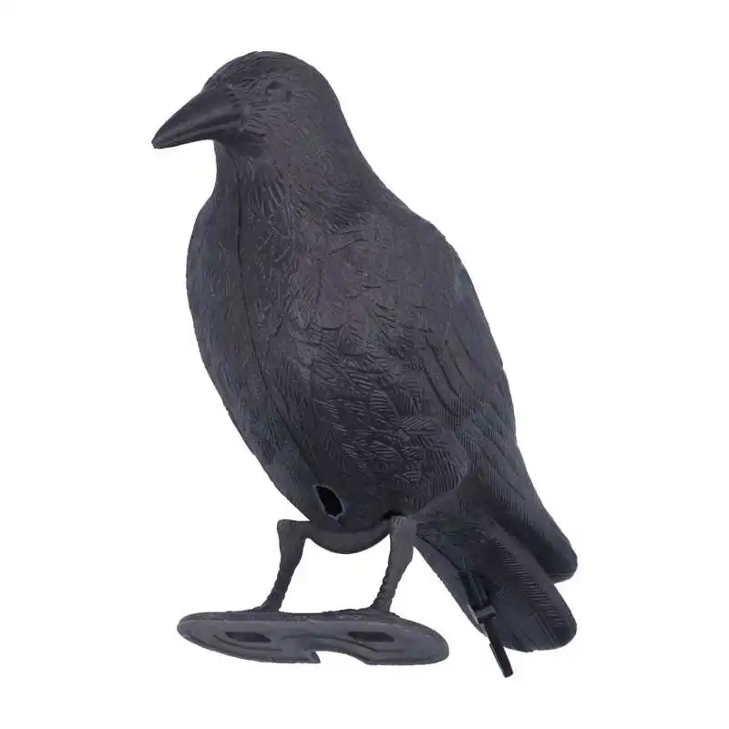 Lifelike Full Body Black Crow Decoy Sculpture,Weatherproof Plastic Bird Scarer for Outdoor Garden Farm Repellent Halloween Party