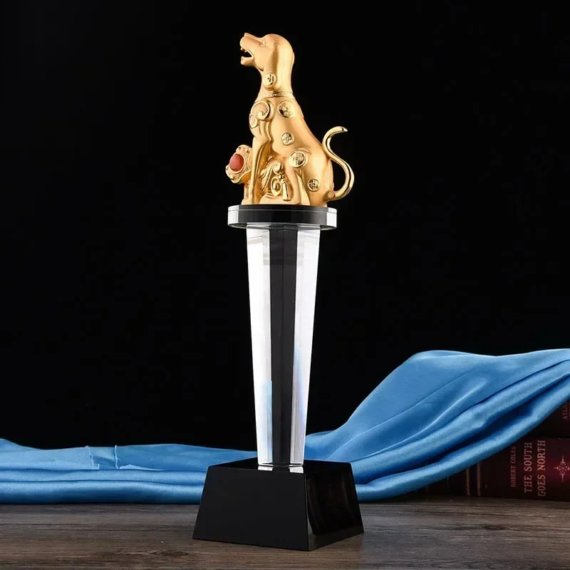 

Animal Dog Crystal Trophy Medal Ruhi Dog Crystal Trophy Custom Free Engraving Custom Office Decoration Desk Decoration