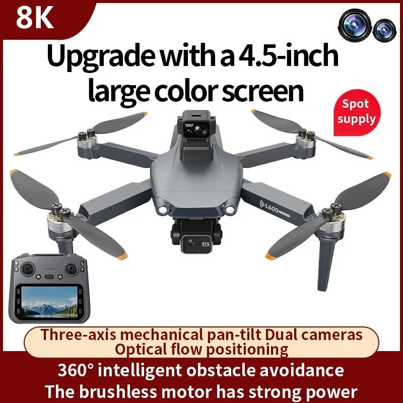 8K Brushless 5.9In Screen Remotte Control Quadcopter 3KM 360° Obstacle Avoidance GPS Auto Return 3 Axis Gimbal WIFI FPV RC Drone