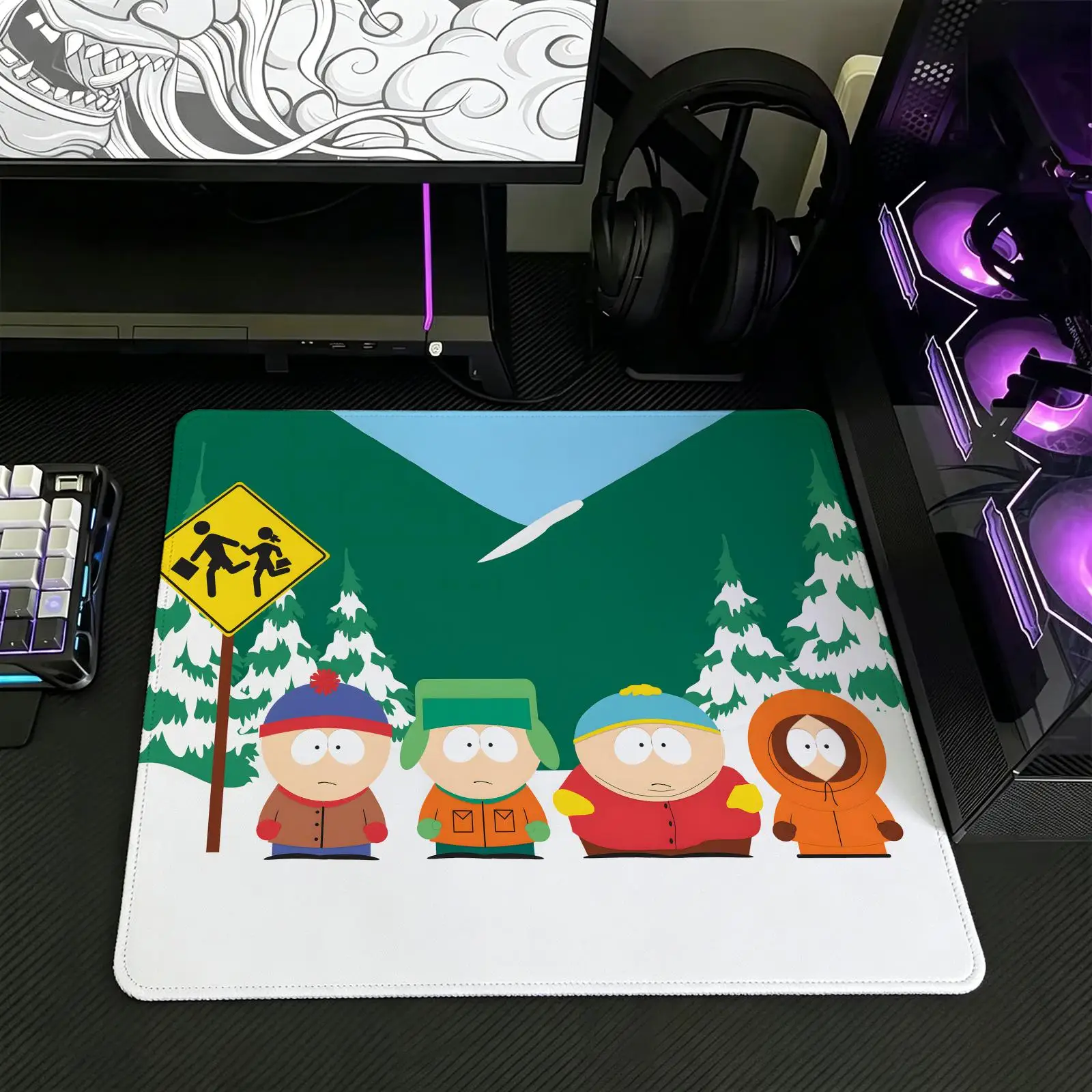 Mauspad Reguläres Gaming-Mauspad Büro-Mauspad Laptop-Schreibtischunterlage Mauspad mit genähtem Rand in den Größen S/M/L South Park