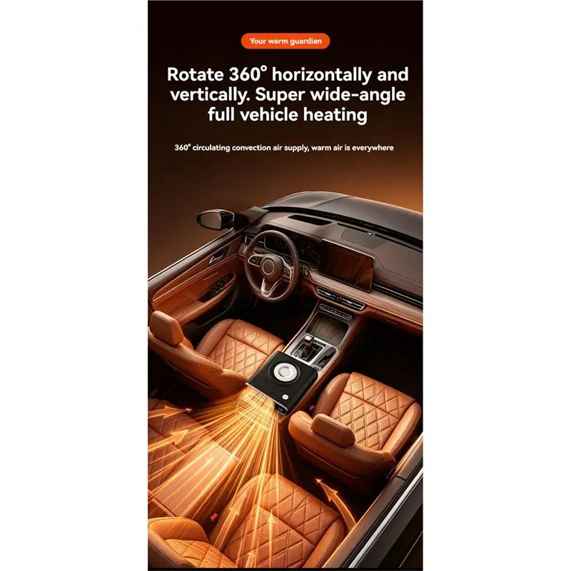 Car Defroster Heater 360° Rotation Fan Mode 12V Vehicle Heater With Digital Display Defogger For Sedan SUV RV Taxi-X59A