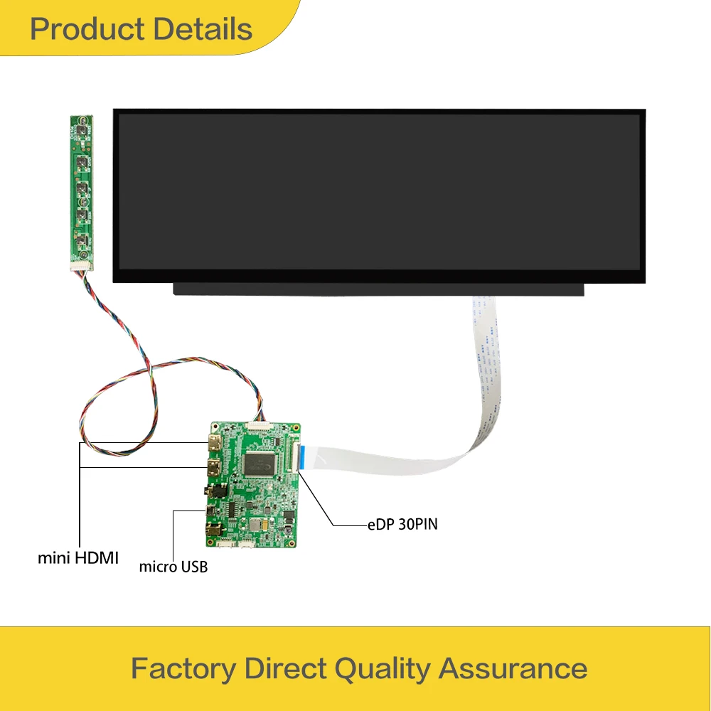 LESOWN Ultrawide Long Strip Screen Display 14.1 inch mini HDMI USB-C 550x1920 IPS LCD Display Module for Aida64 Computer