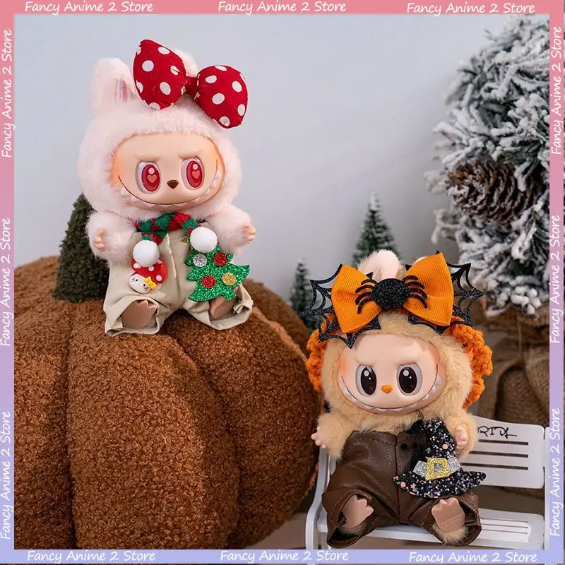 Halloween Weihnachten Themed Labubu Puppe Kleidung Geeignet für V1 V2 V3 Mini Plüsch Puppe Kleidung Mode Puppe Party Zubehör