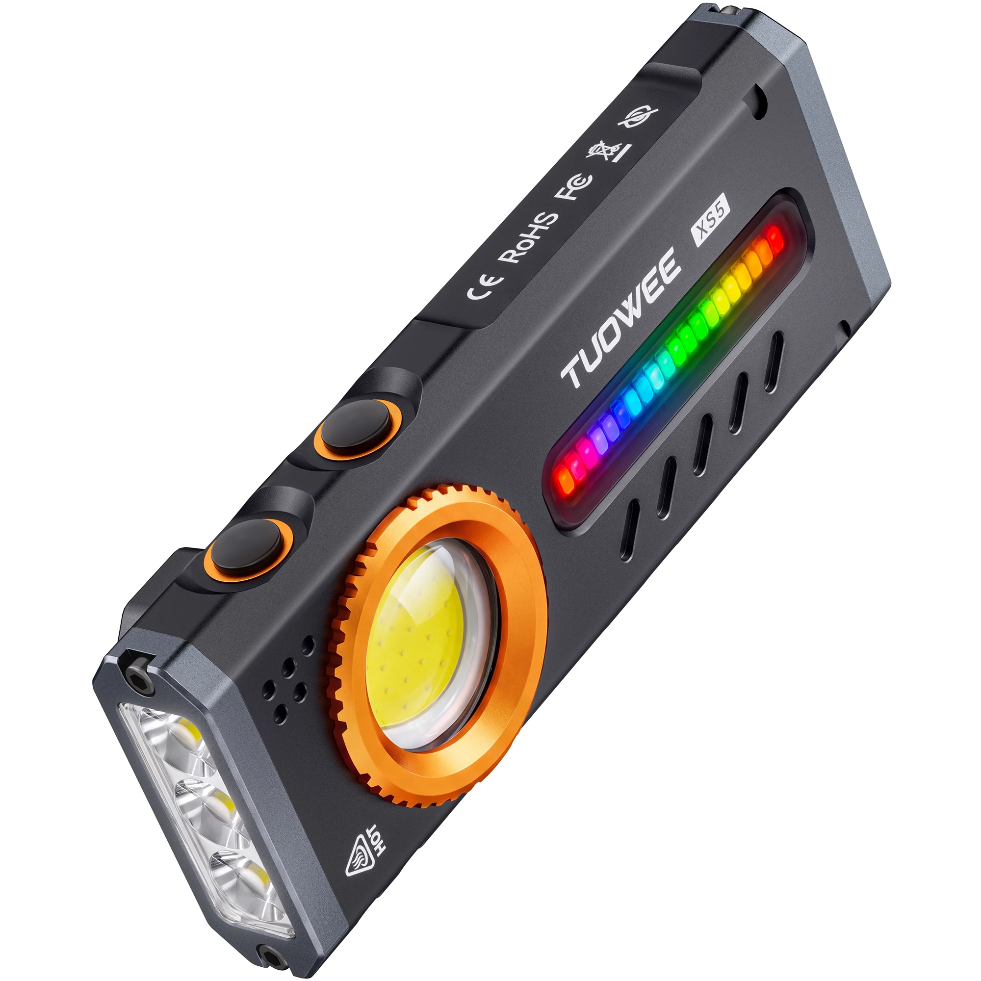 EDC Work Light 2000LM Dual Light Source RGB Lamp Dual Magnets Clip Waterproof Flashlight for Car Repair Camping Emergency