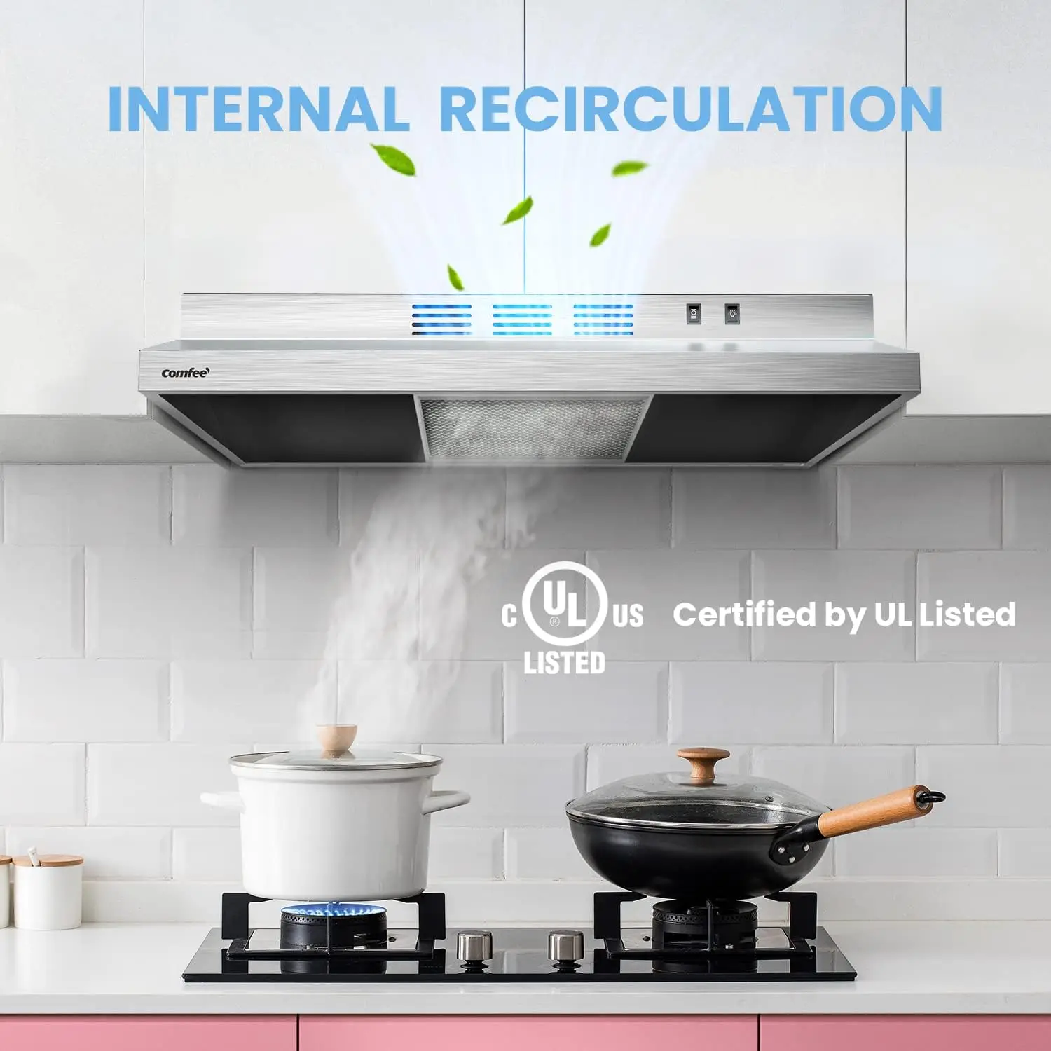 30 Inch Ducted Ductless Vent Durable Stainless Steel Kitchen Reusable Filter, 200 CFM