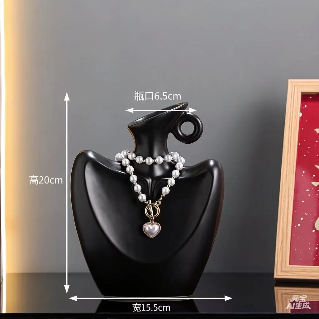 DSA creative vase ornament, living room flower arrangement fashion sense wine cabinet table countertop flower ware niche light