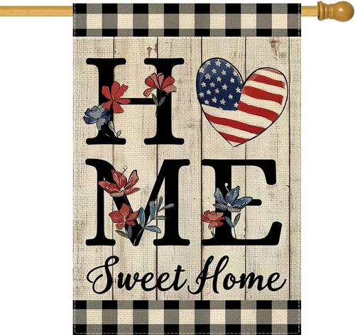 Home Sweet Home Patriotic House Flag 28 X 40 Inch 4Th of July Buffalo  Vertical 313049817813 AAV hhz