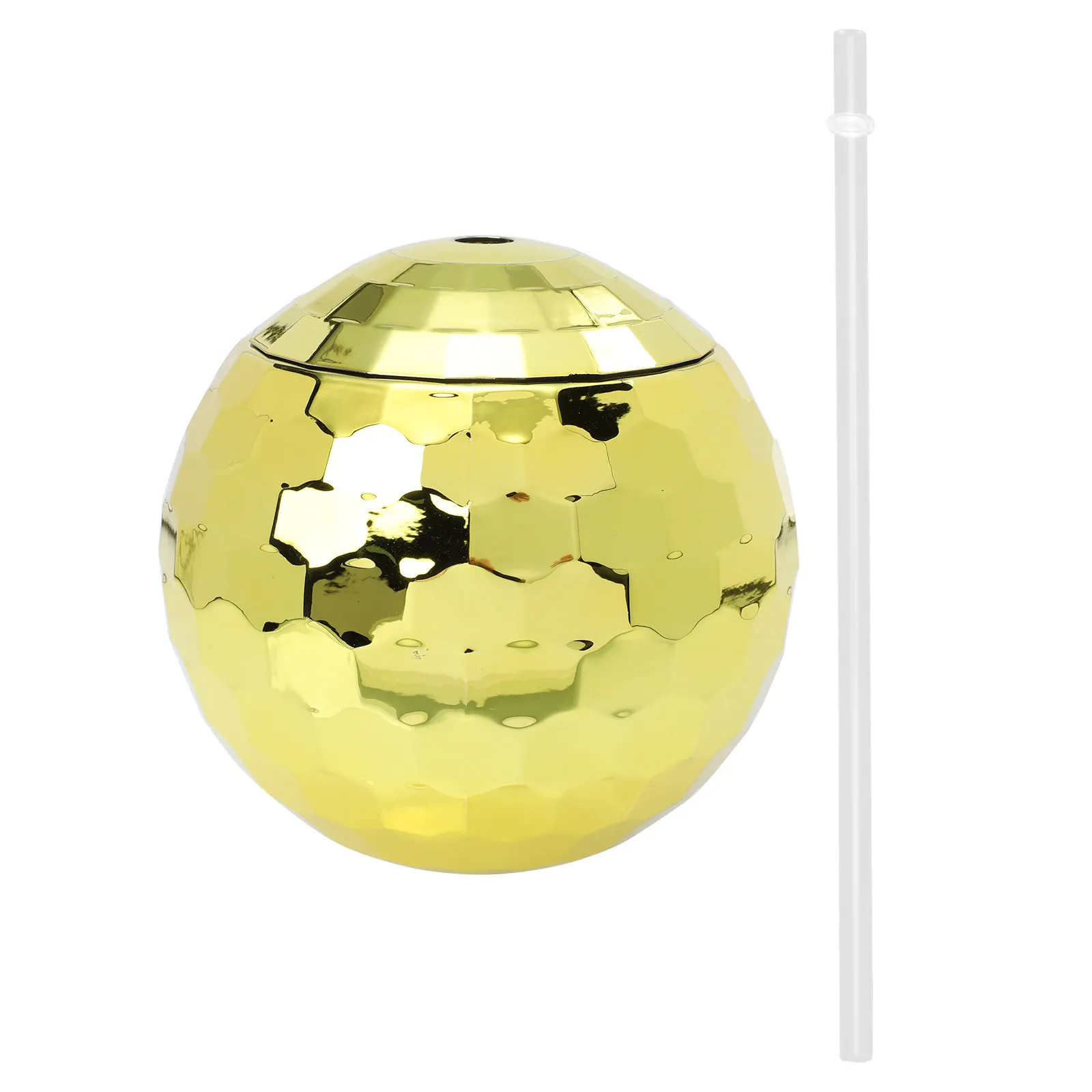 1 Juego de Vasos de Fiesta con Forma de Disco Brillante, Vasos de Plástico Premium para Cócteles, Vino y Bebidas con Pajita para Bar, Discoteca, Playa, Hawái