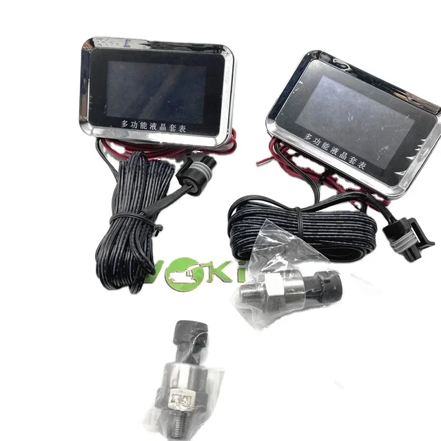 

excavator part Universal 3 Functions Truck Car Water Temperature Gauge Oil Pressure voltage Gauges Meter engine hour meter