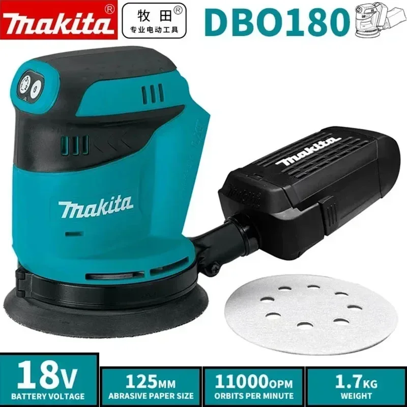 Makita DBO180Z 18V Lithium Ion Cordless Rechargeable Disc Random Orbital Sander Woodworking Sanding Putty Polishing Bare Tool