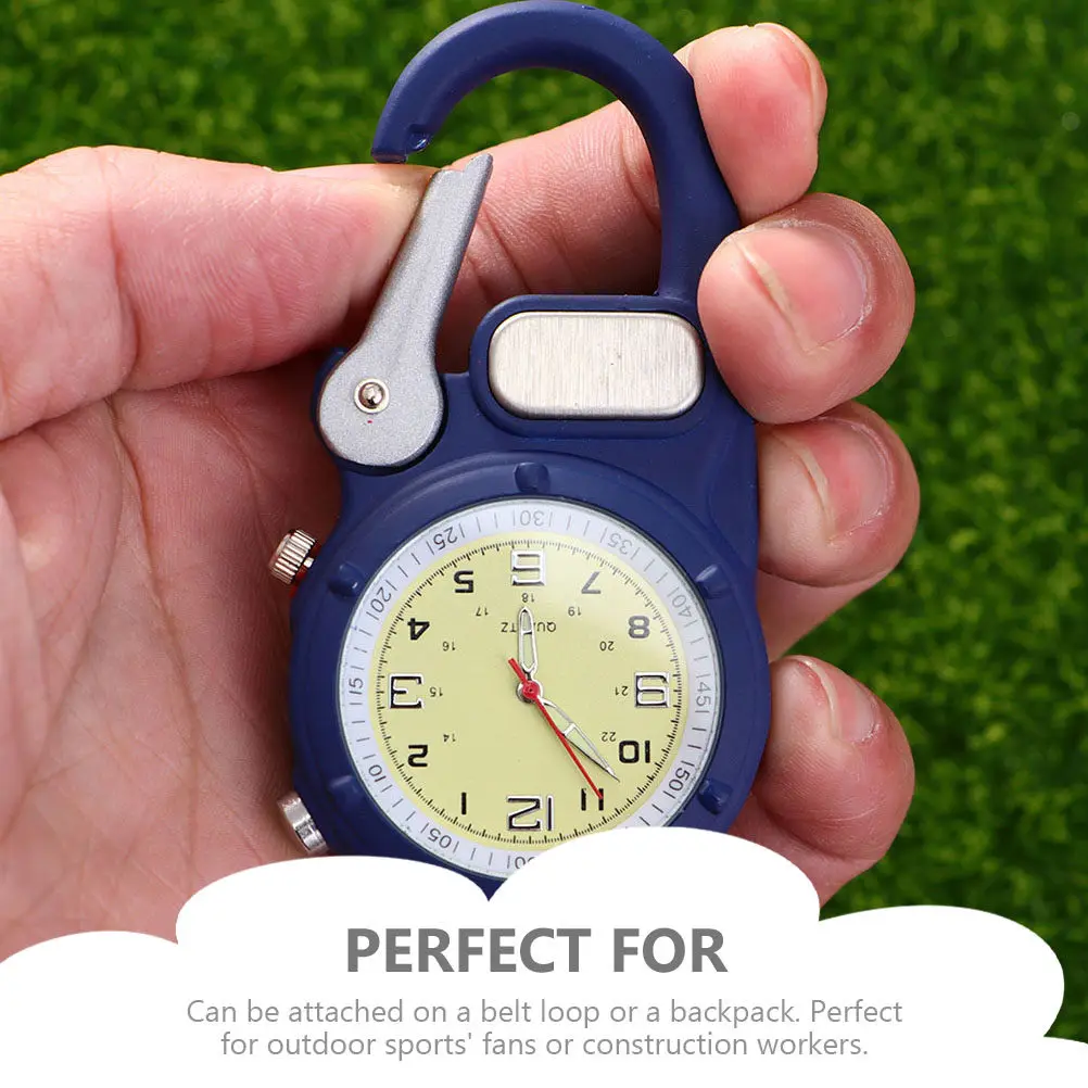 Multi-Function Clip on Mountaineering Watch Climbing Buckle Pocket Watch LED Light Glowing Waterproof Hiking Camping Outdoor