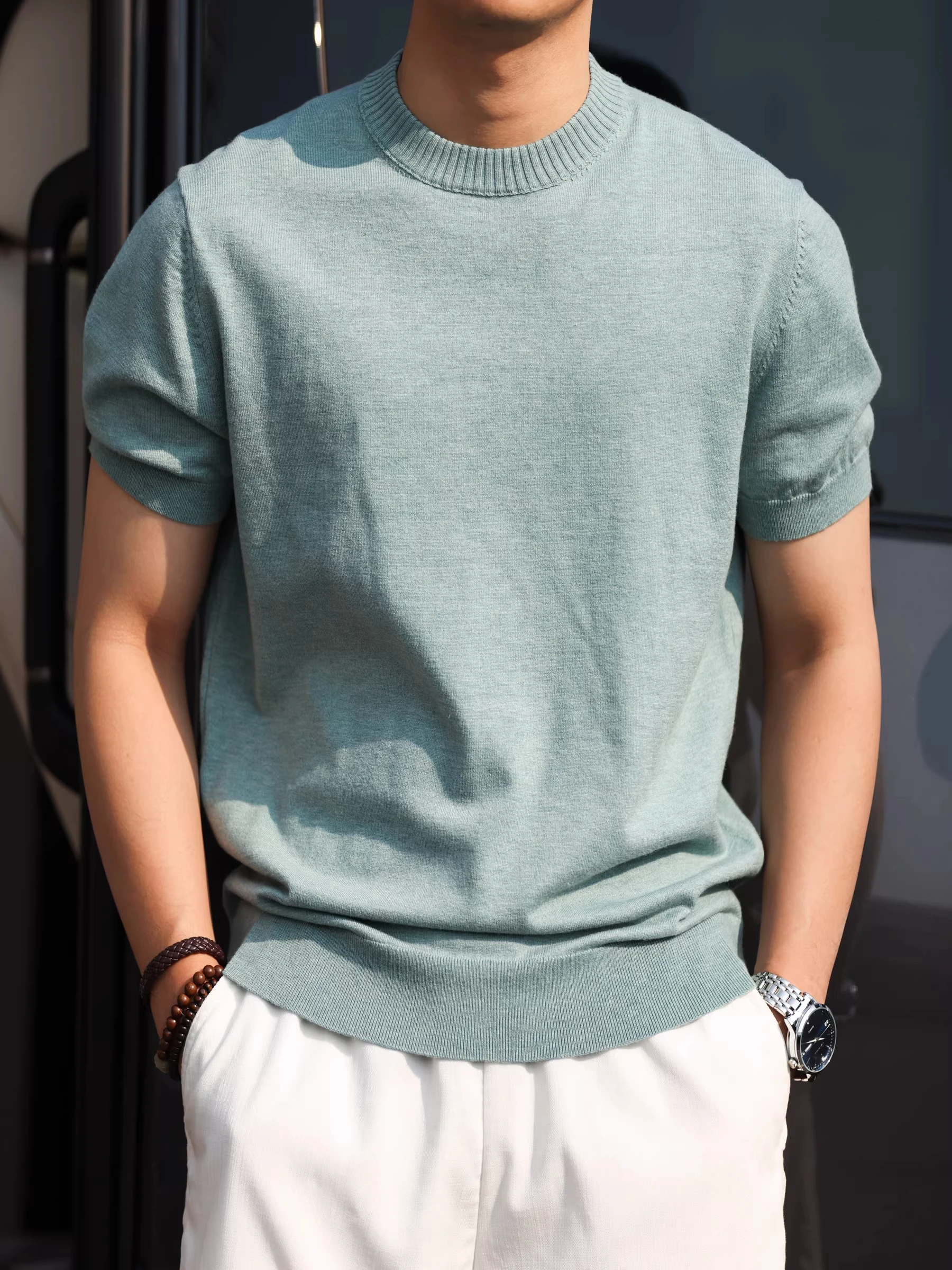 

Летняя повседневная мужская футболка с коротким рукавом, трикотажная, большого размера, с круглым вырезом, дышащая, удобная, из полиэстера.