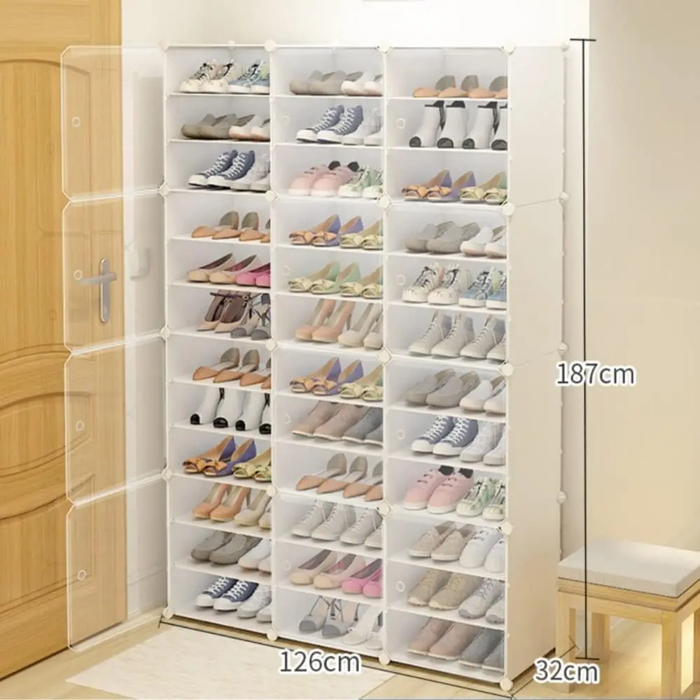 Portable Shoe Rack Organizer, 72 Pairs Diy Shoe Storage Cabinets Stand, 12-Tiers Stackable Shoe Storage Cabinet Stand,