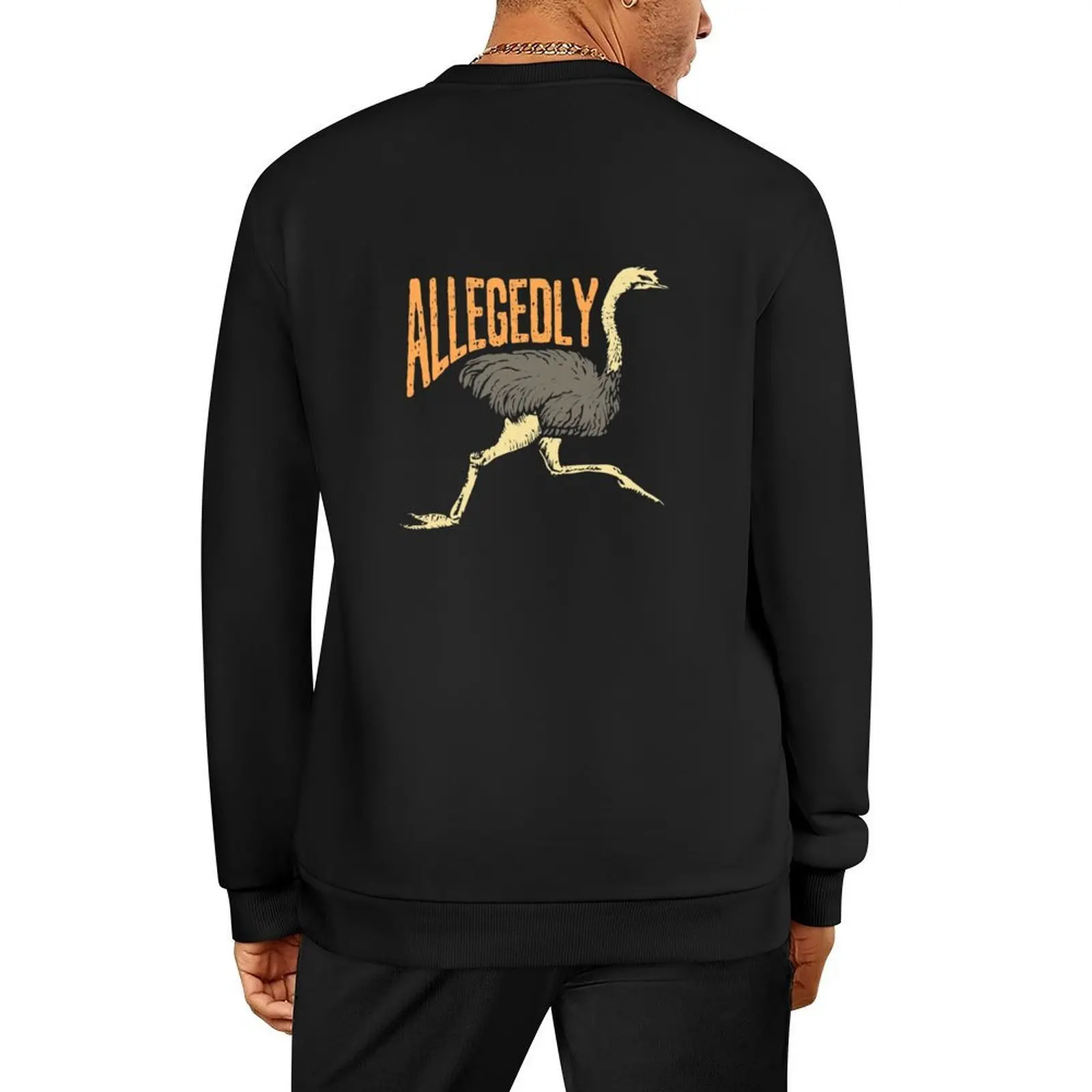 

Allegedly Ostrich Running Bird Vintage Pullover men clothing mens clothing korean clothes men wear graphic sweatshirts