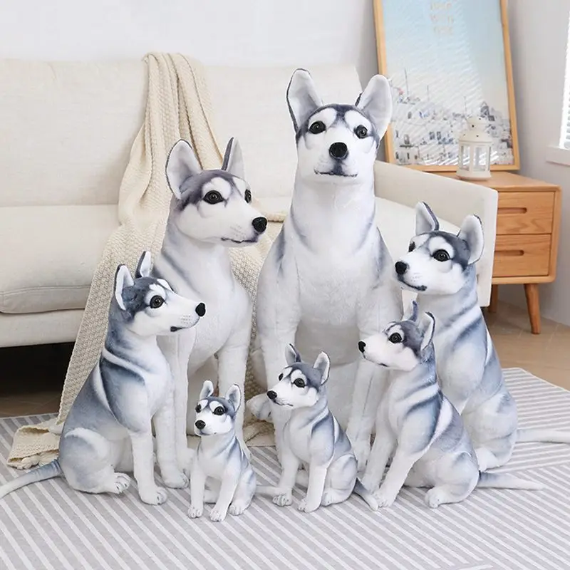 1PC High Quality Big Simulation Dog Plush Toy Stuffed Lifelike Husky Puppy Doll Home Decor Cartoon Boy Girl Birthday Gift