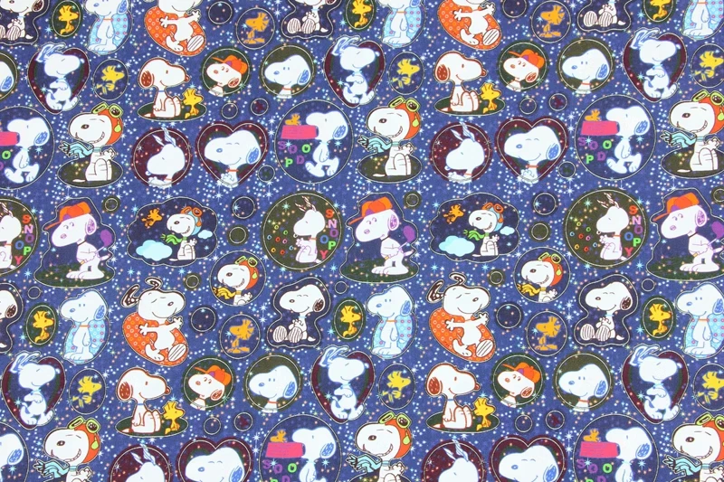 TAKARA TOMY Cotton Fabric Printed Snoopy Blue,Sew Quilting Kids Clothes Fabrics By Half Yard,DIY Patchwork Handmade Tela Tissu