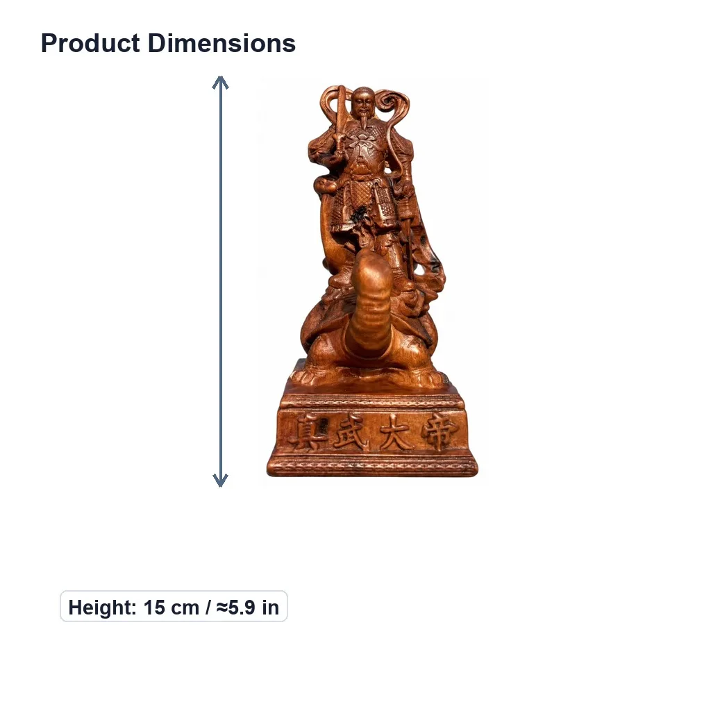 Natural Struck Jujube Wood Carved Zhenwu Great Emperor Statue Taoist Supreme Deity Figurine for Home Living Room Desk Decor Gift