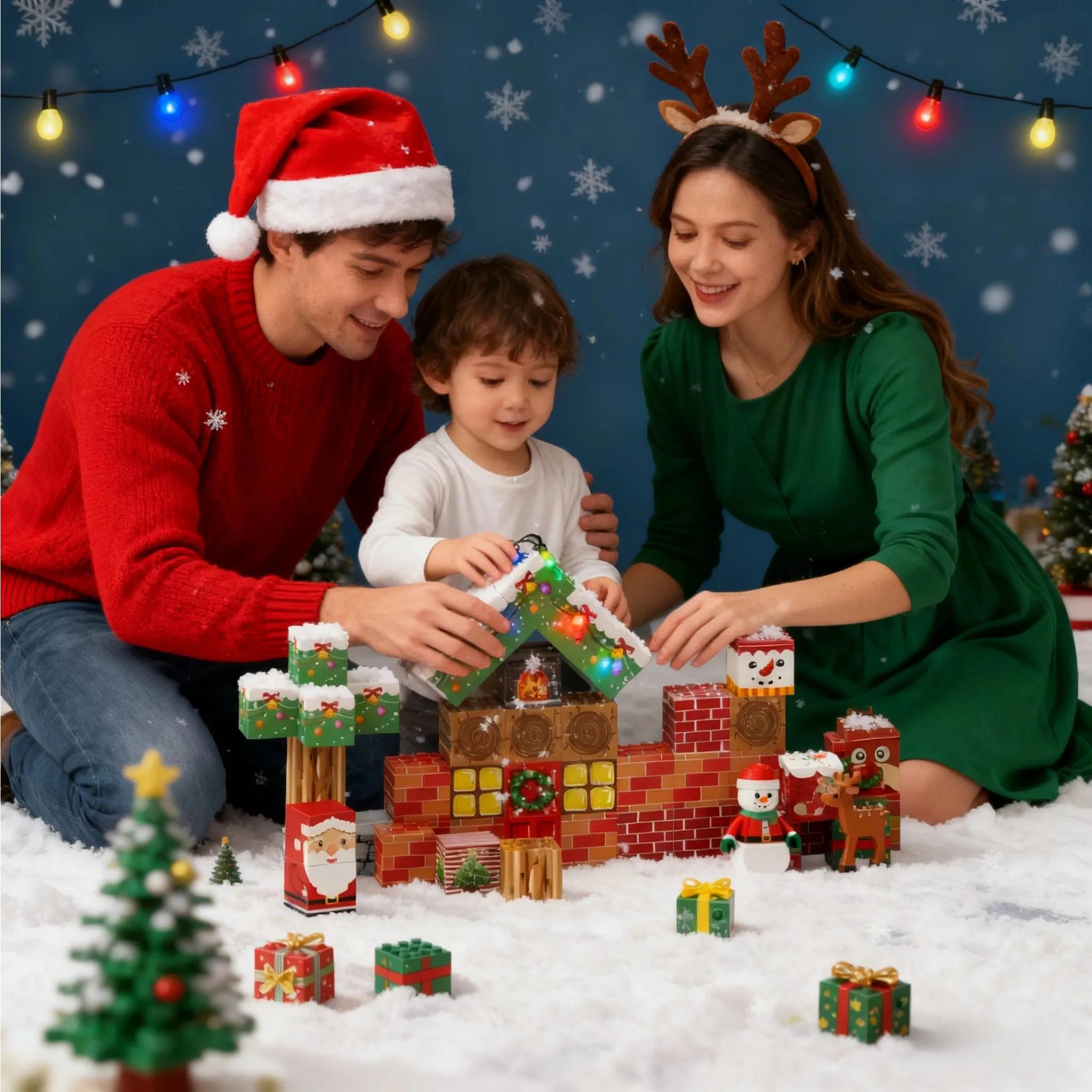 Bloques de construcción magnéticos de Navidad DIY, adornos navideños para niños, bloques de modelismo, juegos para niños, juego de Navidad, bloques magnéticos de nieve