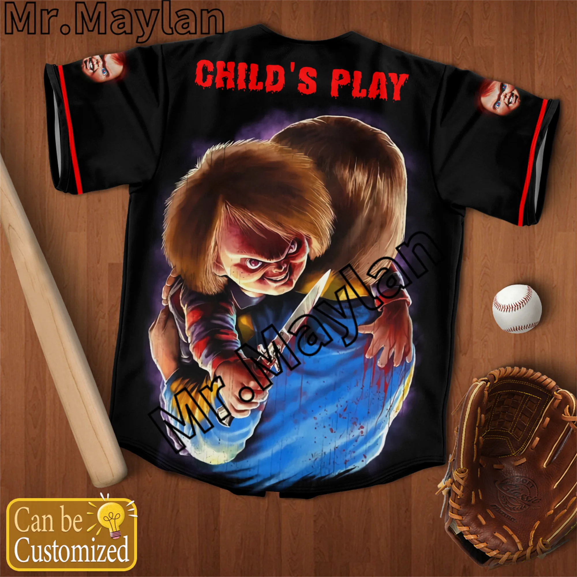 

Halloween Horror Charaters Chucky Custom Baseball Jersey Shirt Baseball Shirt 3DPrint Men's Shirt Casual Shirts hip hop Tops-666