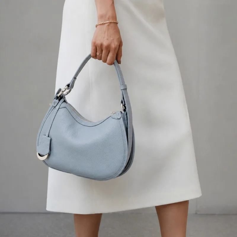 

Genuine Leather Hobo Bag Crescent Shoulder Bag Underarm Bag with Adjustable Strap for Women