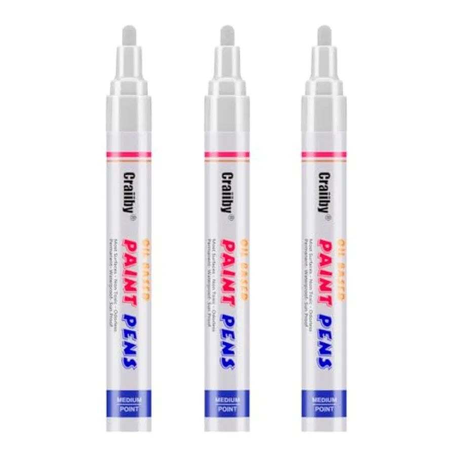 Paint Markers, 3 Pack Oil-Based Waterproof Quick Dry Permanent Paint Pen Set for Rocks Painting, Wood, Fabric, Plastic, Canvas,