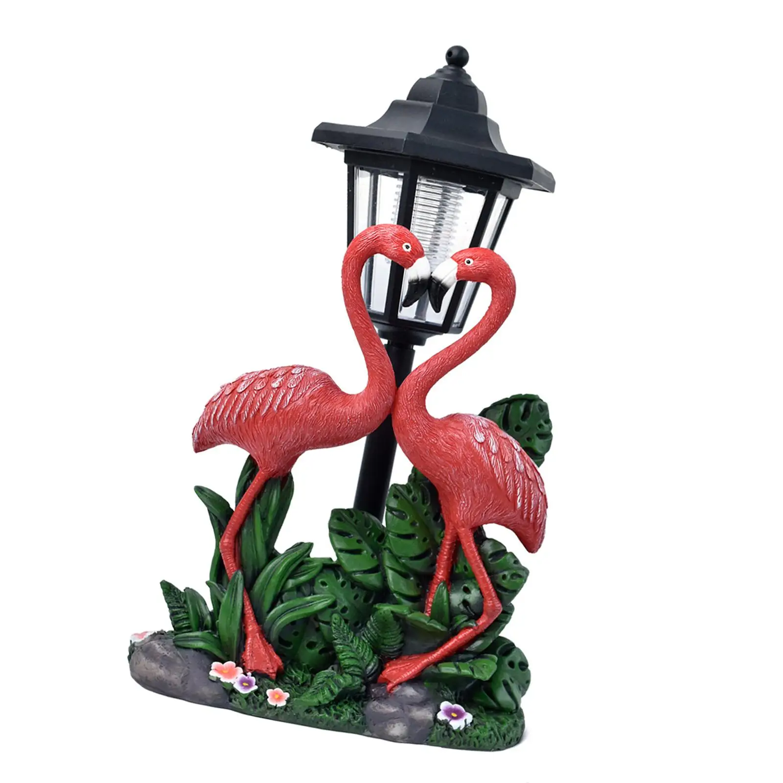 Solar Light Loved Couple Flamingo Figurine for Balcony Indoor Outdoor Patio