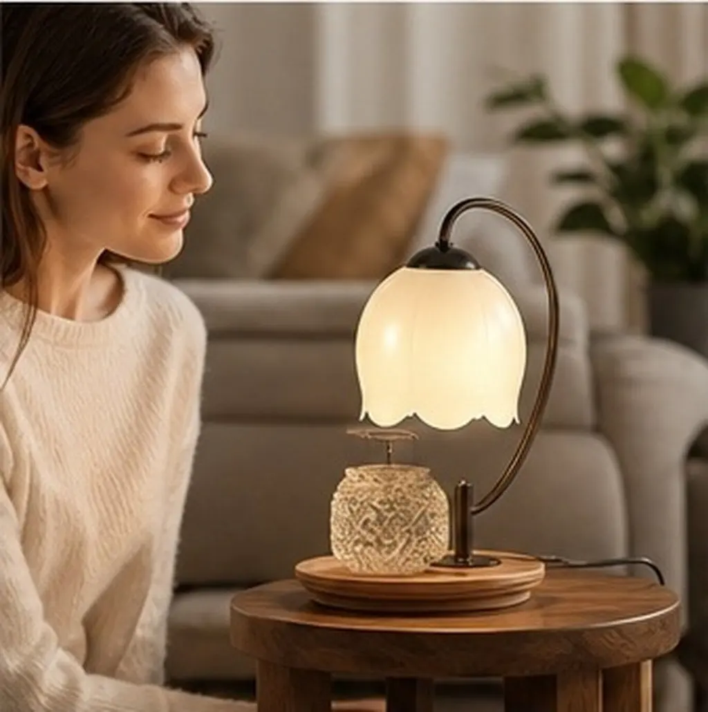 Iron Flower-Shaped Lotus Lampshade Replacement for Aromatherapy Desk Lamp – Vented Design