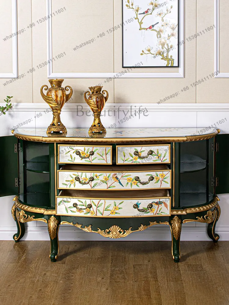 Neoclassical solid wood drawer entrance hall porch cabinet French storage side cabinet