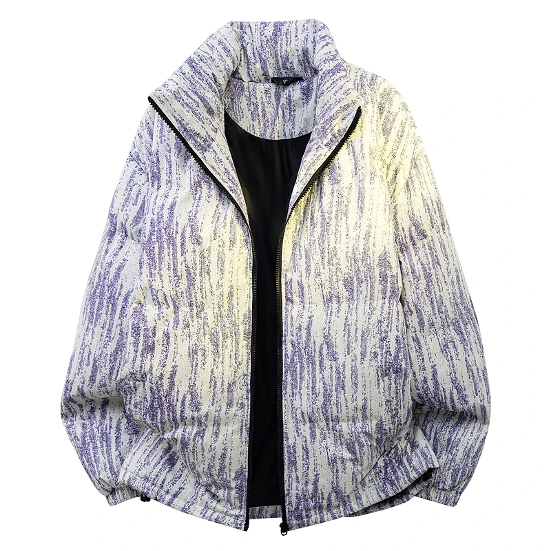 

Men Down Coat Winter Fashion Drawing Printed Stand Collar Male Outerwear Thicken Windproof Long Sleeve Outdoor Warm Man jacket