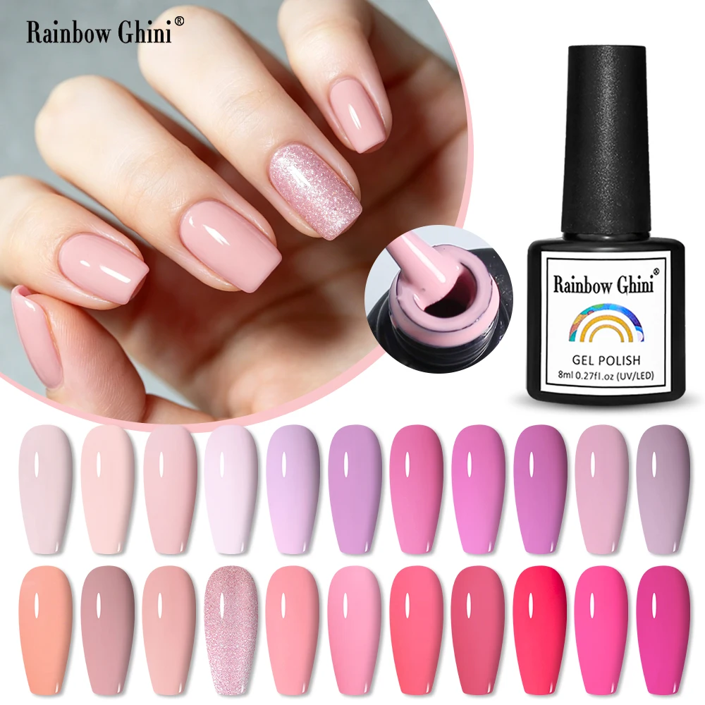 Rainbow Ghini 150 Colors 8ml Gel Nail Polish Semi-permanent Nude Pink Color Soak Off UV LED Nail Art Varnishes For Manicure DIY