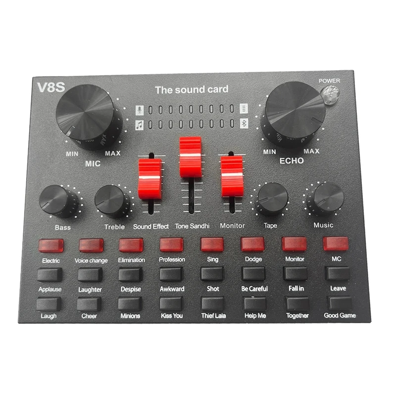 HOT SALE V8S Microphone USB Rechargeable DSP External Mixer Karaoke 3.5Mm Interface Sound Card Portable Live Broadcast Stereo