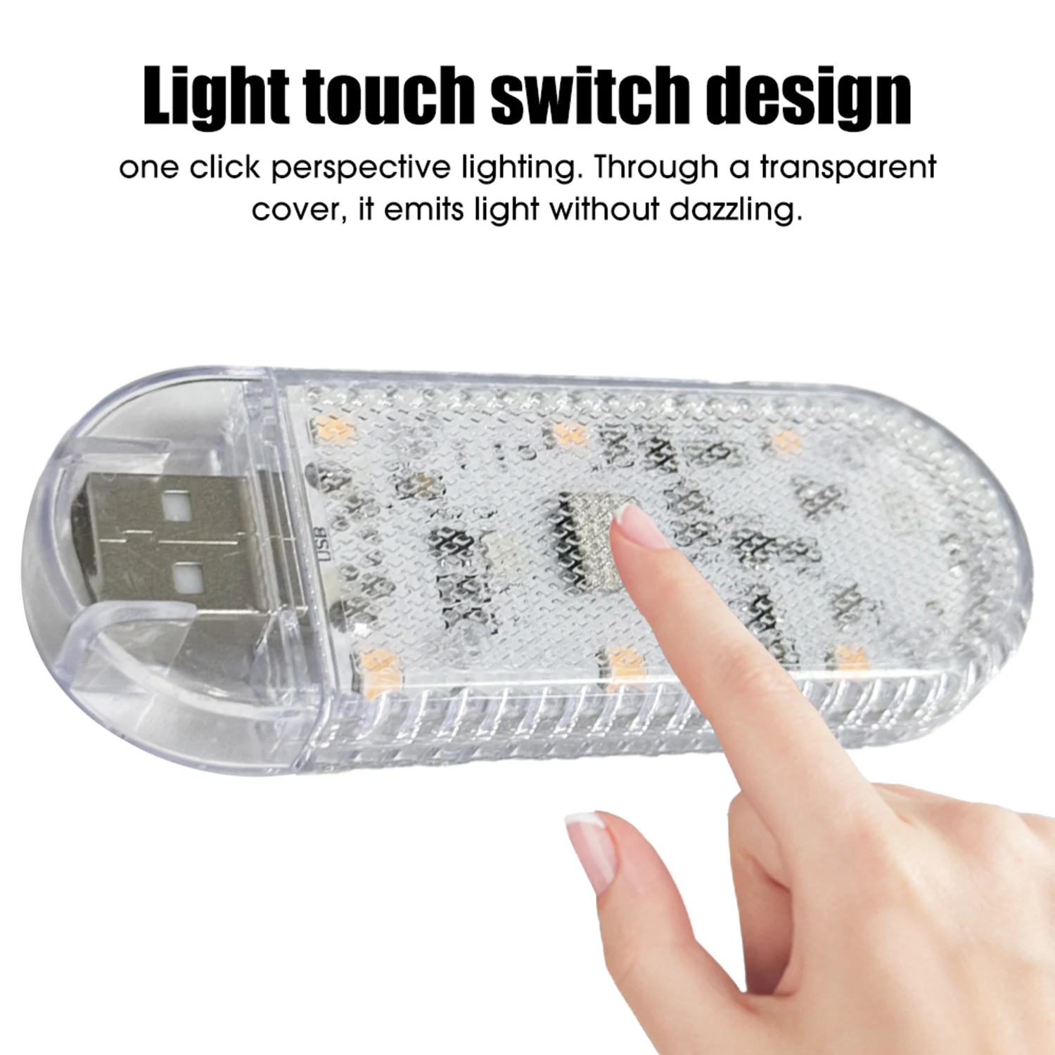 Car Touch Interior Light Hand Car Roof Velcro Ceiling Lamp Indoor Car Lighting Night Reading Light USB Charging Reading Lamp