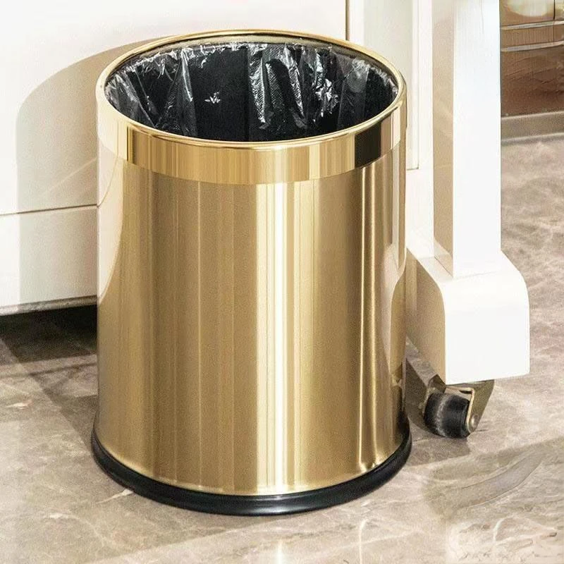 Nordic Thickened Trash Can Quality Double Layered Hotel Kitchen Bedroom Waste Bucket Gold Office Bathroom Toilet Garbage Dustbin