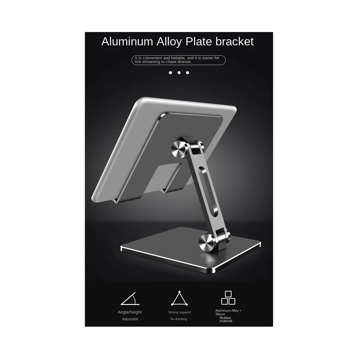 Aluminum Alloy Tablet Stand Suitable for I Pad High Angle Adjustment Tablet Desktop Multifunctional Bookshelf(Silver)